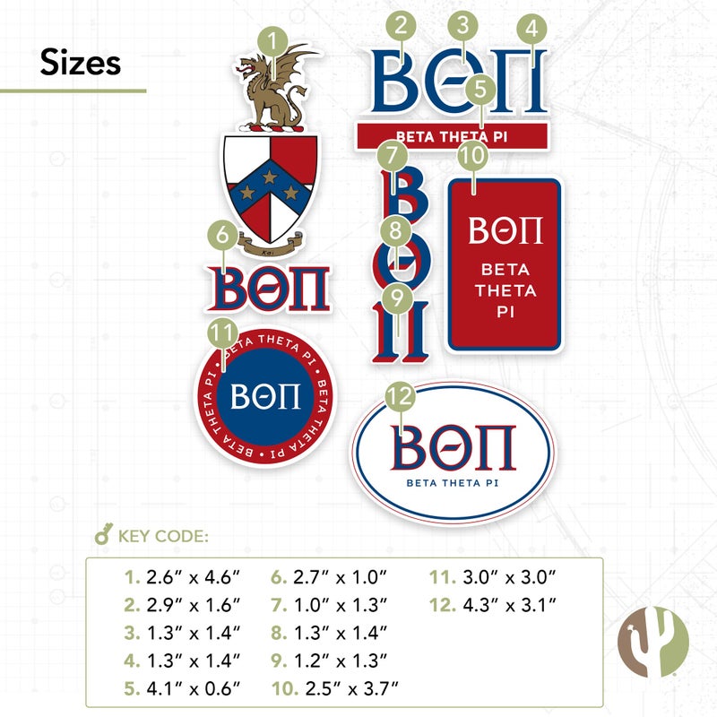 Desert Cactus Beta Theta Pi Standard Sticker Sheet Decal Laptop Water Bottle Car (Full - Standard) - Image 3